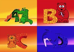 letters, alphabet, animals